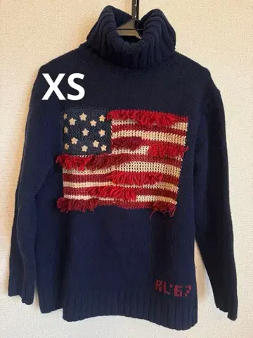 레어 선착순 랄프 로렌 성조기 플래그 터틀넥 스웨터 XS