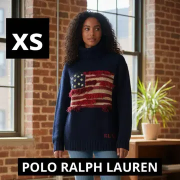 레어 선착순 랄프 로렌 성조기 플래그 터틀넥 스웨터 XS