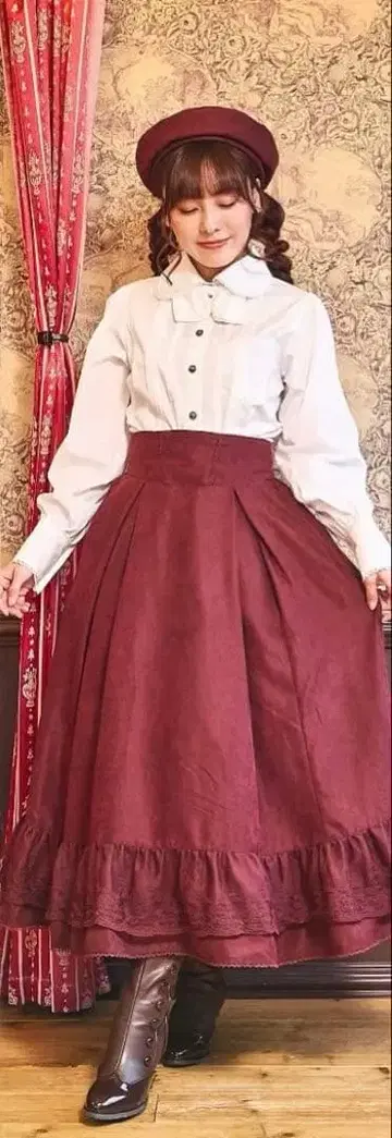 노엘 드 메모와르 스커트 시마무라 레드 쿠루미 3L 새상품