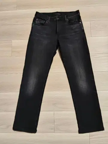 유니클로 블랙 데님 히트텍 웜 팬츠 M