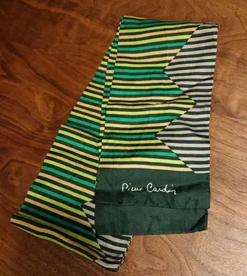 pierre cardin 스트라이프 실크 스카프 그린