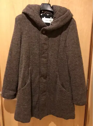 SUPER HAKKA 후드 부착 브라운 코트