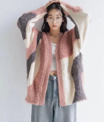 샤기 ZIP 가디건 롱 슬리브