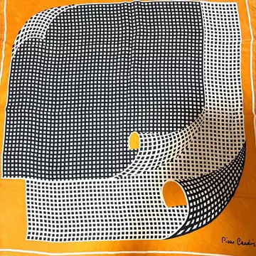 Pierre Cardin 대형 스카프 기하학 패턴 머스타드