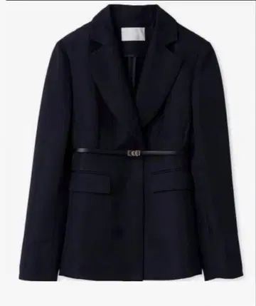 셀포드 벨트 포함 페플럼 자켓 네이비