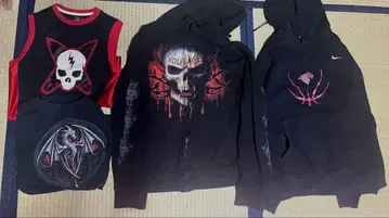 스컬 디자인 후드티 세트