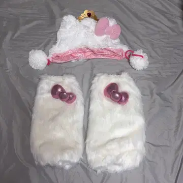 USJ 헬로키티 팬캡 레그 워머 리본 포함 세트