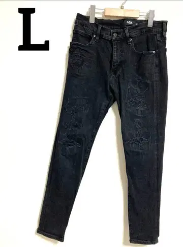 [ AZUL ] y2k 그런지 블랙 데님 청바지 데미지 스키니