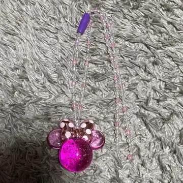 도쿄 디즈니랜드 미니짱 빛나는 라이트 펜던트 목걸이 핑크