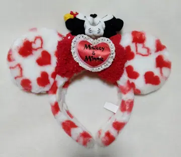 단종 레어 새상품급 디즈니 미키 & 미니 봉제 인형 포함 머리띠 하트