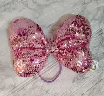 단종품 디즈니 데이지 도트 무늬 스팽글 머리끈 빅 사이즈 핑크