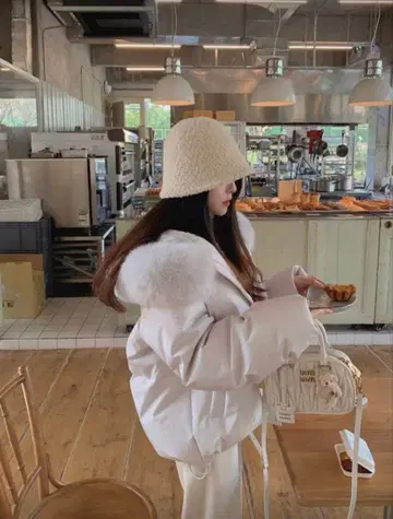 shein 쉬인 퍼 다운 블루 그레이 S 사이즈