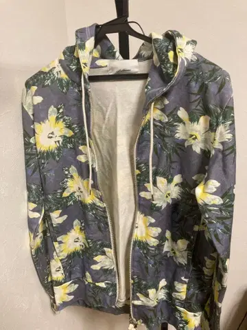 SeaGreen 꽃무늬 후드 부착 후드티 남성용 L 사이즈