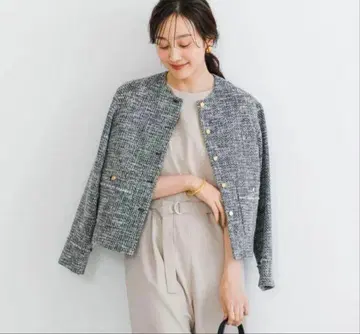 [ 새상품급 ] URBAN RESEARCH 트위드 노카라 자켓