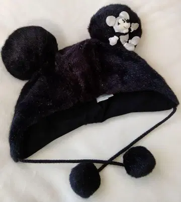 디즈니 미키 폼폼 포함 팬캡 라메 모자 블랙