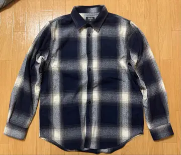 샤카웨어 플래드 플란넬 오버 셔츠 크림x네이비 M