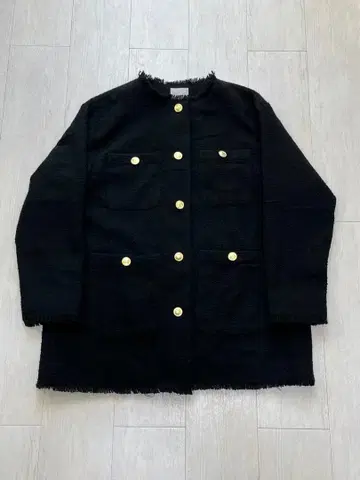 LEPSIM 트위드 노카라 자켓 프린지 렙심