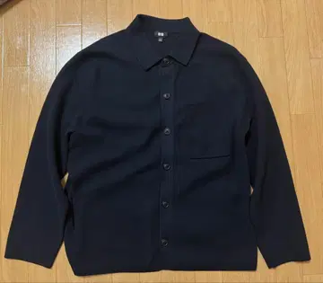 유니클로 밀라노리브 셔츠 가디건 네이비 L
