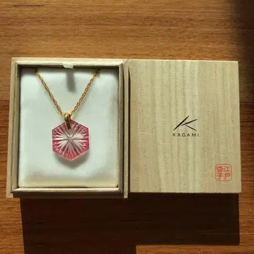 카가미 크리스탈(Kagami) 펜던트 에도 키리코 별 문양 핑크
