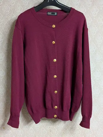 DAKS LONDON 버건디 버튼 니트 가디건