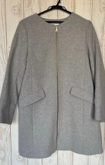 그레이 노카라 자켓 울 혼방 출퇴근