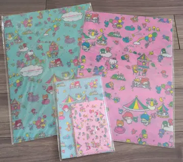 산리오 랩핑 페이퍼 패턴 클리어 파일 세트