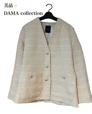 새상품급 다마 컬렉션 트위드 자켓 노카라 라메