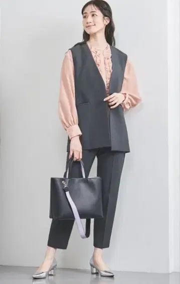 UNITED ARROWS 와이드 베이직 토트백 블랙 숄더