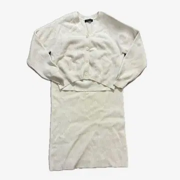 화이트 니트 가디건 스커트 셋업