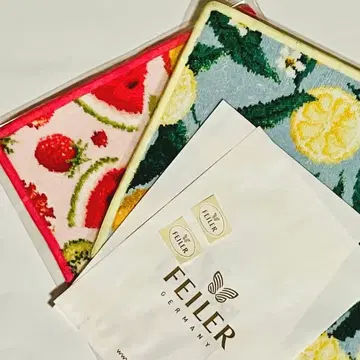 미사용 새상품 페이 타월 손수건 후르츠 포푸리와 레몬, 잎사귀 패턴입니다