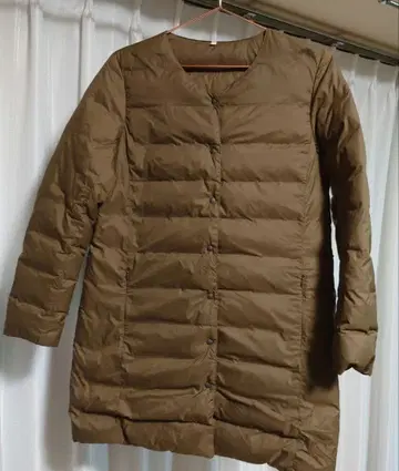 무인양품 MUJI 경량 다운 코트 노카라 L 사이즈