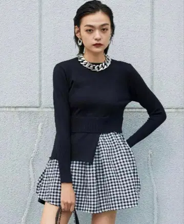 정가 16,500엔 Narcissus 체크 페플럼 가을 옷 겨울 의류