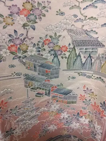 고쇼카이 문양 코몬 순수 실크 이중 기모노