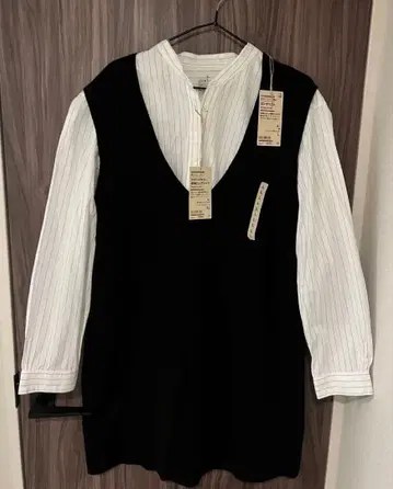 MUJI 새상품 롱 베스트 스트라이프 셔츠 포함