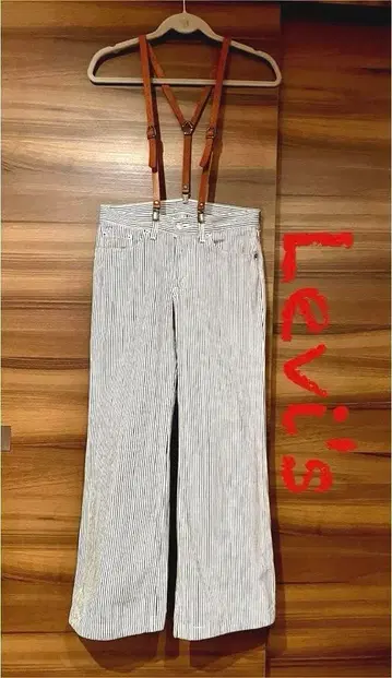 일본제 Levi's 히코리 와이드 팬츠 + 천연 가죽 서스펜더* :'.*