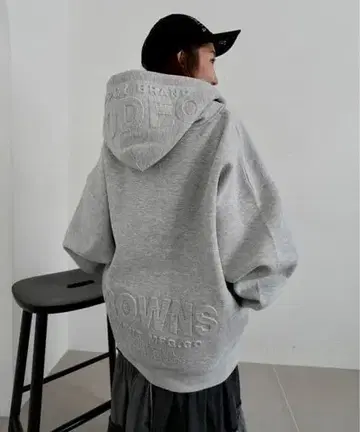 신상 엠보싱 BIG ZIP 후드티 멜란지 그레이 FREE 6930엔