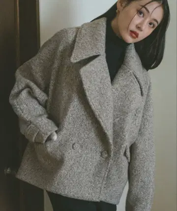 VANNIE U 체스터 코트 피 코트 부클레 빅 칼라 코트