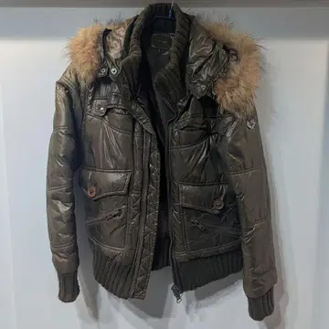 291295=HOMME 탈부착 가능 퍼 후드 다운 자켓 M 브라운