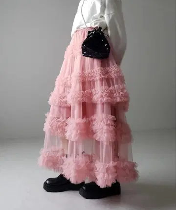 [12/15까지] me+emselect 시어 프릴 레이어드 튤 스커트