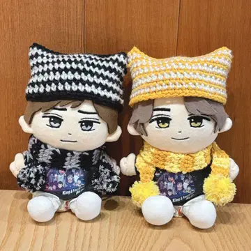 킹프리 하피누이 보더 고양이 귀 모자 머플러 블랙&옐로우 컬러 세트