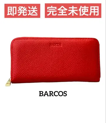 미사용 새상품 BARCOS 장지갑 라운드 지퍼 레드 빨간색