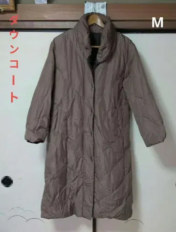 새상품급 브라운 리버서블 다운 코트 롱 기장 후드 부착