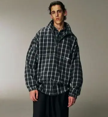 Heavy Flannel Check Half Zip Pullover