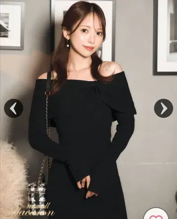 새상품 택 포함 리본 머메이드 니트 원피스 미셸 마카롱 블랙