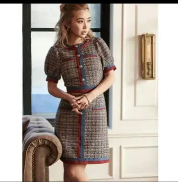 컬러 트위드 미니 원피스