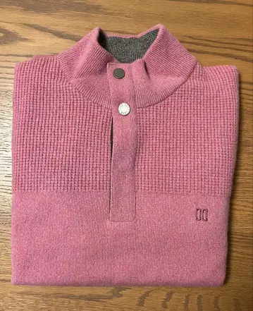 새상품급 DAKS 핑크 하프 지퍼 니트 남성용 M 클리닝 완료