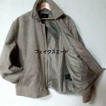 H&M 스웨이드 집업 자켓 베이지 싱글 라이더