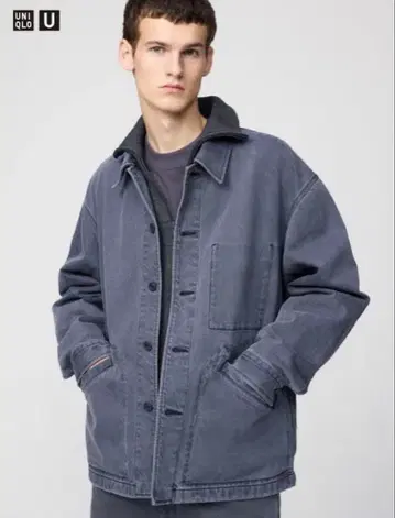 UNIQLO U 오버 사이즈 컬러 데님 자켓 그레이 XL