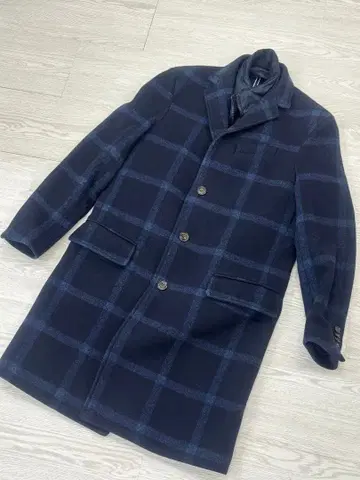정가 6만 이상 타미힐피거 체크 무늬 체스터 코트 네이비