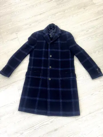 정가 6만 이상 타미힐피거 체크 무늬 체스터 코트 네이비